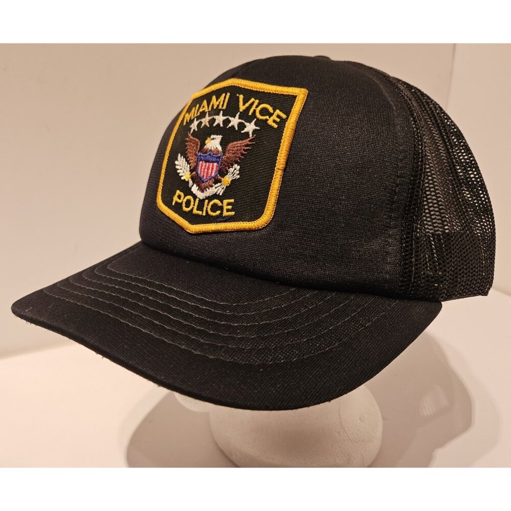 Vintage SnapBack Patch Hat Trucker Mesh Back Miami Vice Police